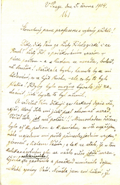 Dopis Elišky Krásnohorské F. Strejčkovi - ukázka